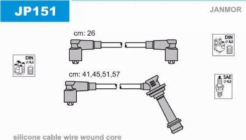 Janmor JP151 - Комплект проводів запалювання autozip.com.ua