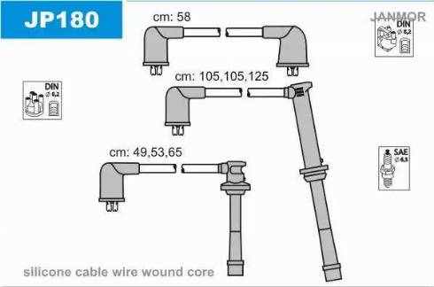 Janmor JP180 - Комплект проводів запалювання autozip.com.ua