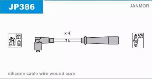 Janmor JP386 - Комплект проводів запалювання autozip.com.ua