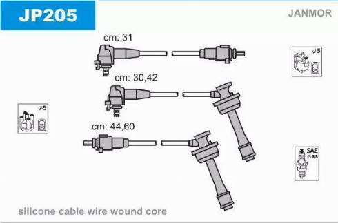 Janmor JP205 - Комплект проводів запалювання autozip.com.ua