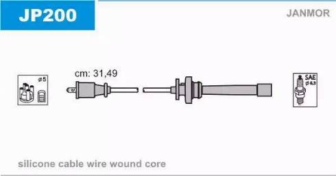 Janmor JP200 - Комплект проводів запалювання autozip.com.ua