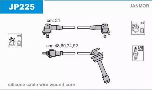 Janmor JP225 - Комплект проводів запалювання autozip.com.ua