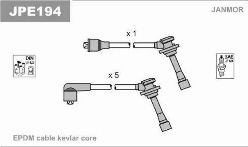 Janmor JPE194 - Комплект проводів запалювання autozip.com.ua