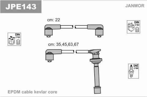 Janmor JPE143 - Комплект проводів запалювання autozip.com.ua