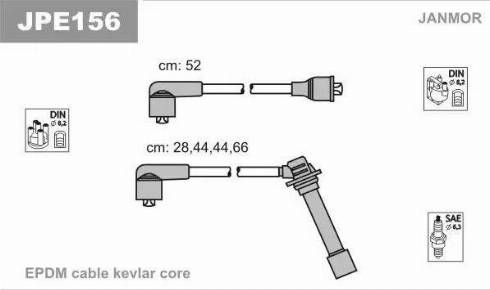 Janmor JPE156 - Комплект проводів запалювання autozip.com.ua