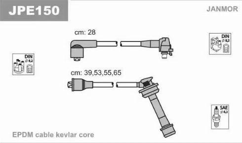 Janmor JPE150 - Комплект проводів запалювання autozip.com.ua