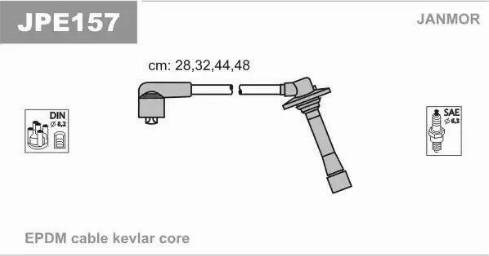 Janmor JPE157 - Комплект проводів запалювання autozip.com.ua