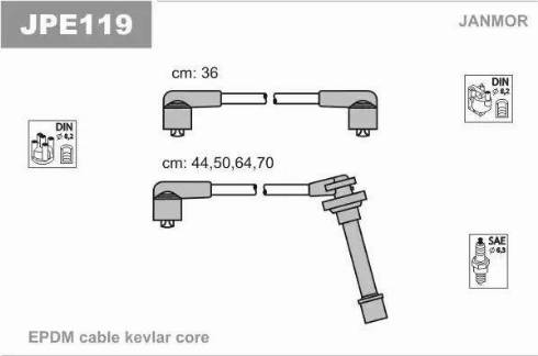 Janmor JPE119 - Комплект проводів запалювання autozip.com.ua