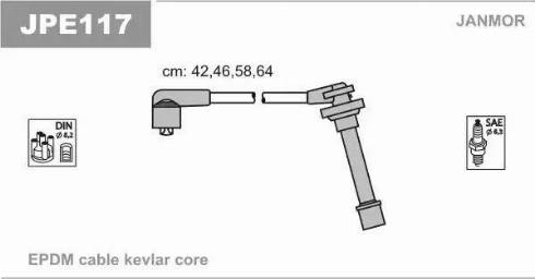 Janmor JPE117 - Комплект проводів запалювання autozip.com.ua