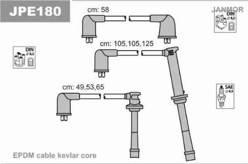 Janmor JPE180 - Комплект проводів запалювання autozip.com.ua