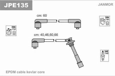 Janmor JPE135 - Комплект проводів запалювання autozip.com.ua