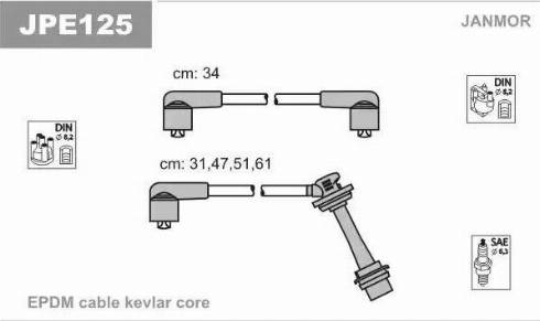 Janmor JPE125 - Комплект проводів запалювання autozip.com.ua