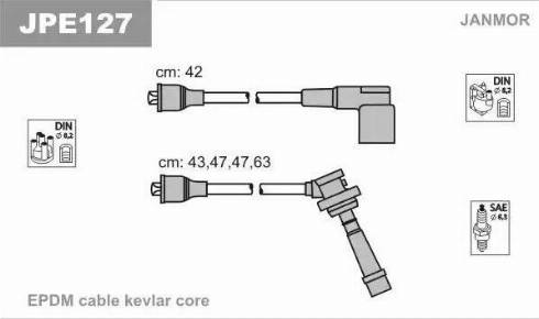 Janmor JPE127 - Комплект проводів запалювання autozip.com.ua