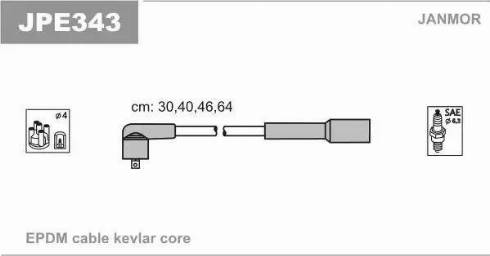 Janmor JPE343 - Комплект проводів запалювання autozip.com.ua