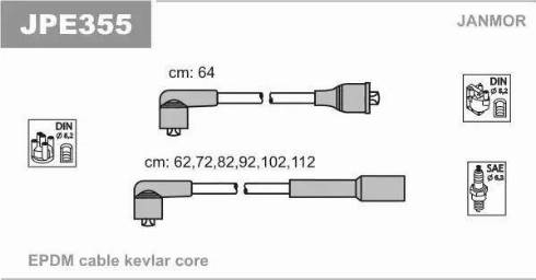 Janmor JPE355 - Комплект проводів запалювання autozip.com.ua
