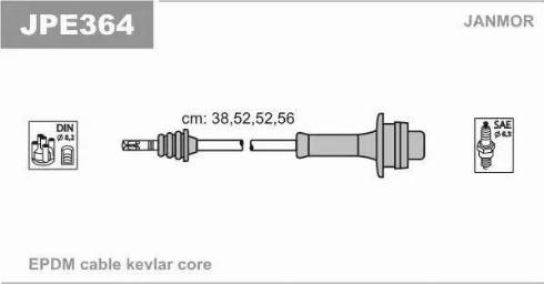 Janmor JPE364 - Комплект проводів запалювання autozip.com.ua