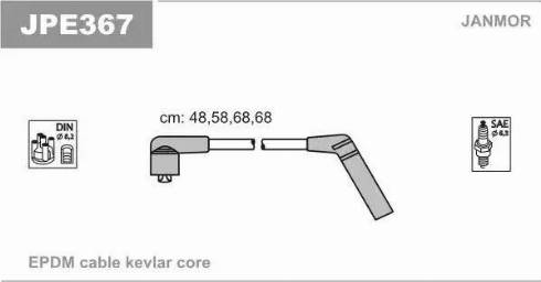 Janmor JPE367 - Комплект проводів запалювання autozip.com.ua