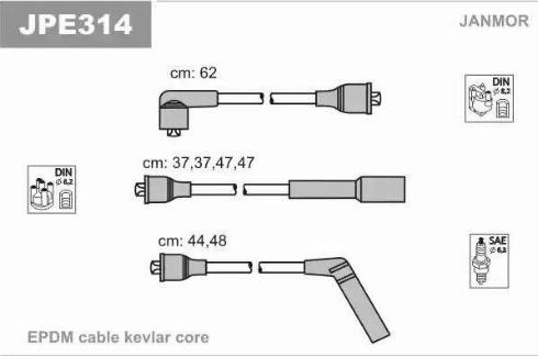 Janmor JPE314 - Комплект проводів запалювання autozip.com.ua