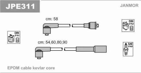 Janmor JPE311 - Комплект проводів запалювання autozip.com.ua