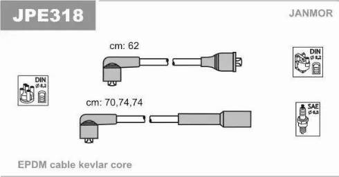 Janmor JPE318 - Комплект проводів запалювання autozip.com.ua