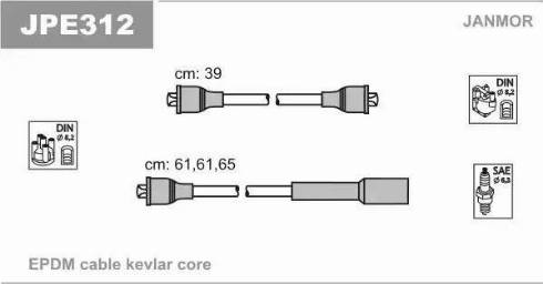 Janmor JPE312 - Комплект проводів запалювання autozip.com.ua