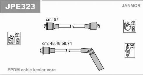 Janmor JPE323 - Комплект проводів запалювання autozip.com.ua