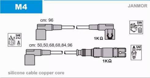 Janmor M4 - Комплект проводів запалювання autozip.com.ua