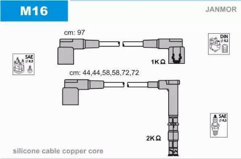 Janmor M16 - Комплект проводів запалювання autozip.com.ua