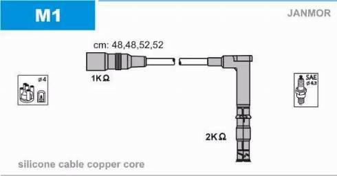 Janmor M1 - Комплект проводів запалювання autozip.com.ua