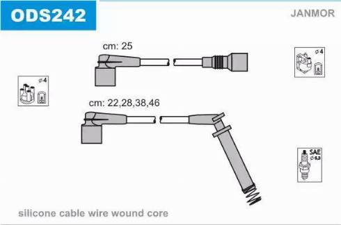 Janmor ODS242 - Комплект проводів запалювання autozip.com.ua