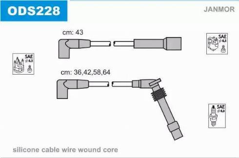 Janmor ODS228 - Комплект проводів запалювання autozip.com.ua