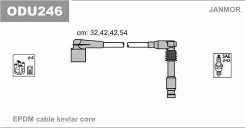 Janmor ODU246 - Комплект проводів запалювання autozip.com.ua