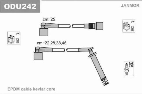 Janmor ODU242 - Комплект проводів запалювання autozip.com.ua