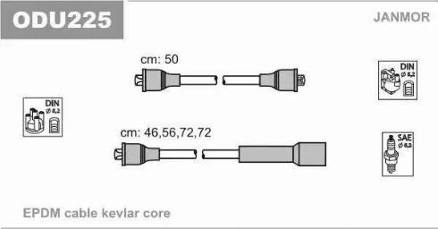 Janmor ODU225 - Комплект проводів запалювання autozip.com.ua