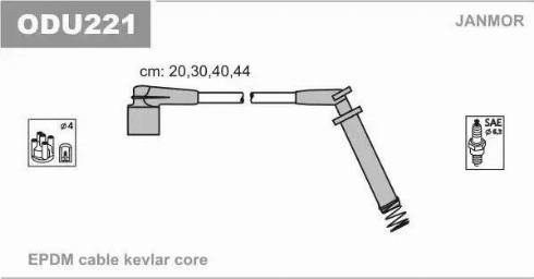 Janmor ODU221 - Комплект проводів запалювання autozip.com.ua