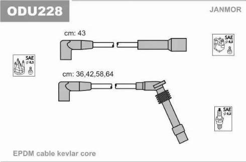 Janmor ODU228 - Комплект проводів запалювання autozip.com.ua