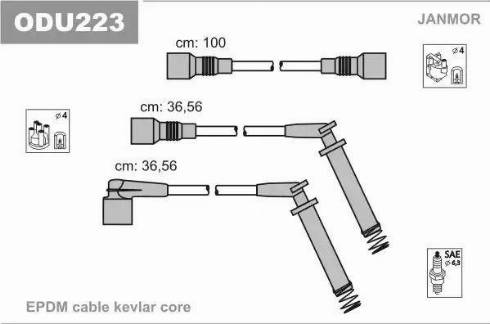 Janmor ODU223 - Комплект проводів запалювання autozip.com.ua