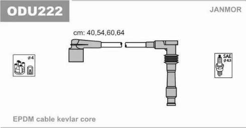 Janmor ODU222 - Провода в-в Opel Astra 1.6 16V 94-98. Corsa autozip.com.ua