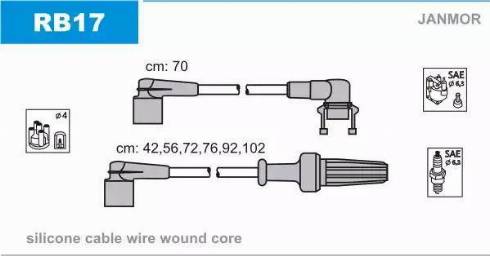 Janmor RB17 - Комплект проводів запалювання autozip.com.ua