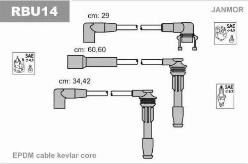 Janmor RBU14 - Комплект проводів запалювання autozip.com.ua