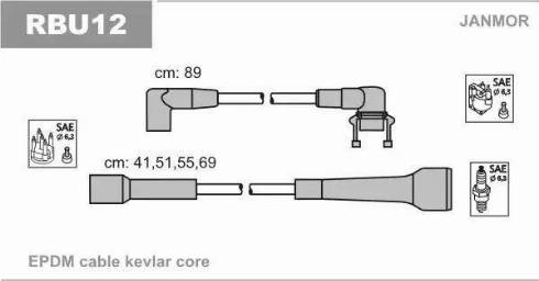 Janmor RBU12 - Комплект проводів запалювання autozip.com.ua