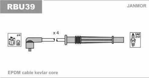 Janmor RBU39 - Комплект проводів запалювання autozip.com.ua