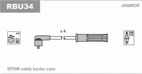 Janmor RBU34 - Комплект проводів запалювання autozip.com.ua