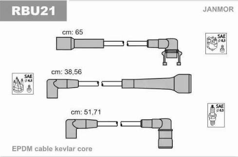 Janmor RBU21 - Комплект проводів запалювання autozip.com.ua