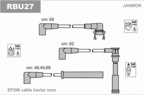 Janmor RBU27 - Комплект проводів запалювання autozip.com.ua