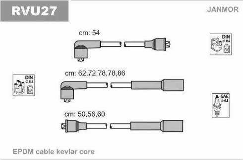 Janmor RVU27 - Комплект проводів запалювання autozip.com.ua
