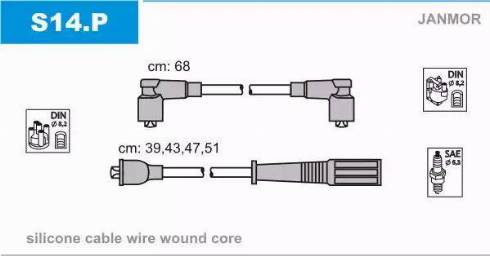 Janmor S14.P - Комплект проводів запалювання autozip.com.ua