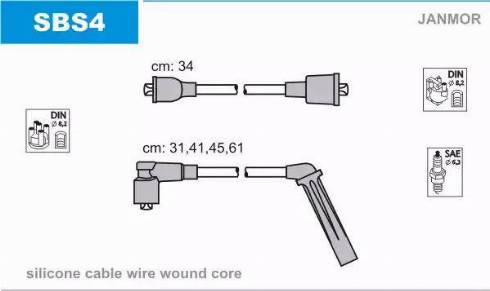 Janmor SBS4 - Комплект проводів запалювання autozip.com.ua