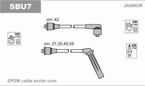Janmor SBU7 - Комплект проводів запалювання autozip.com.ua