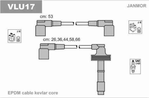 Janmor VLU17 - Комплект проводів запалювання autozip.com.ua